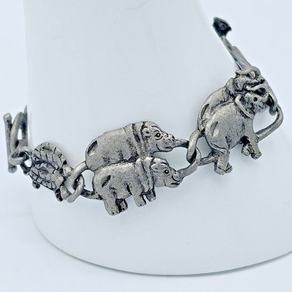 Noah's Ark Bracelet Vintage Charm Pewter Christian Religious Bible Story Jewelry - Picture 4 of 8